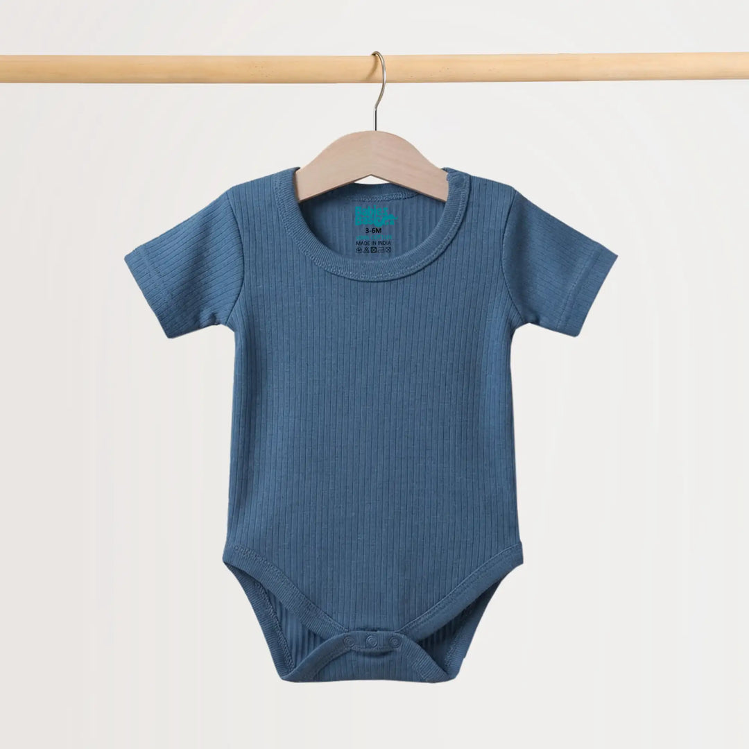Babies Basic Ribbed Cotton Short Sleeves Romper / Bodysuit