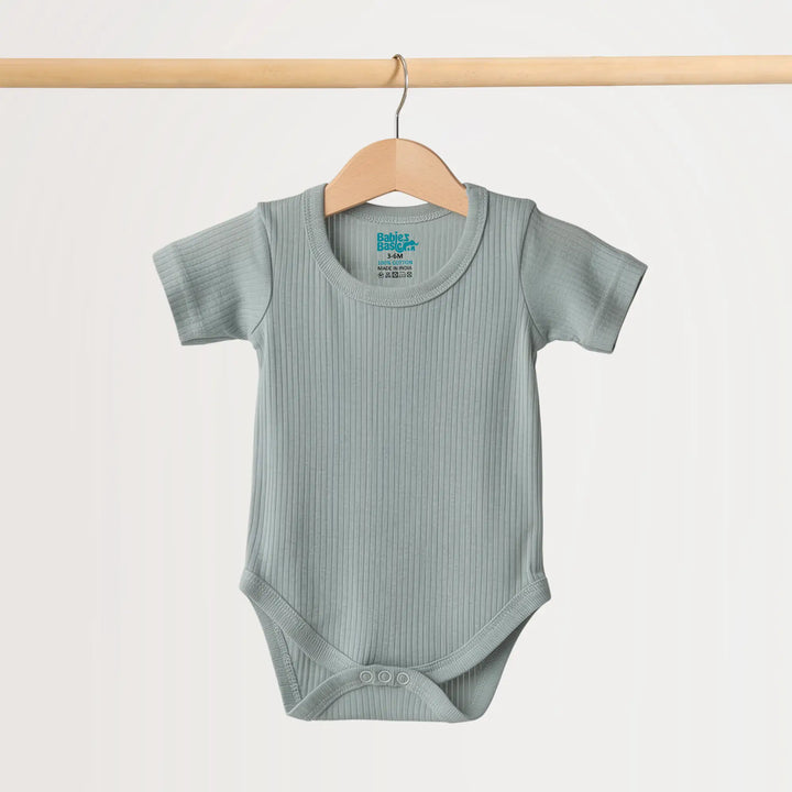 Babies Basic Ribbed Cotton Short Sleeves Romper / Bodysuit