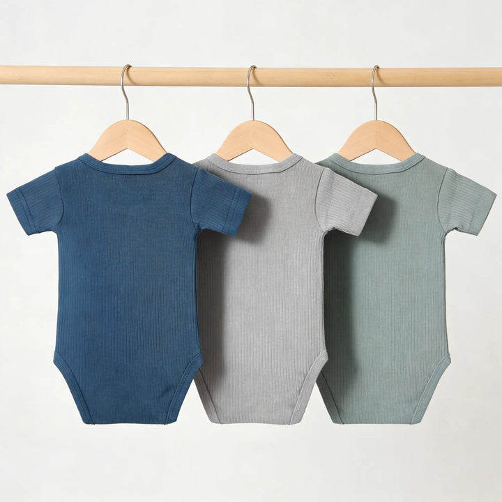 Babies Basic Ribbed Cotton Short Sleeves Romper / Bodysuit