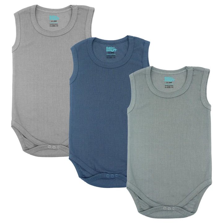 Babies Basic Ribbed Cotton Sleeveless Romper / Bodysuit