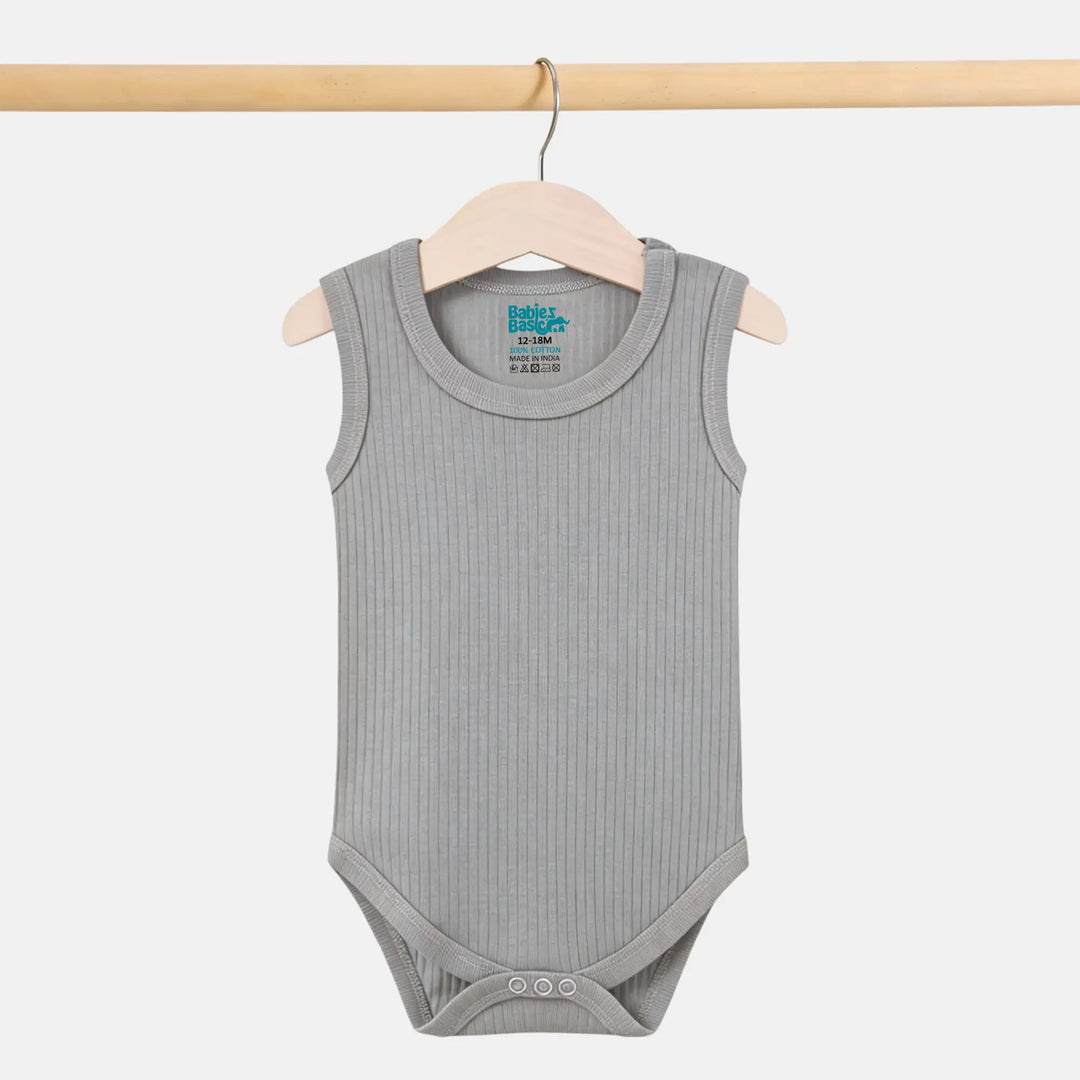 Babies Basic Ribbed Cotton Sleeveless Romper / Bodysuit
