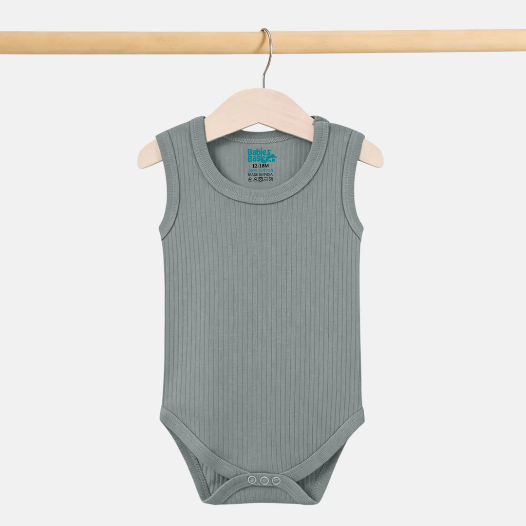 Babies Basic Ribbed Cotton Sleeveless Romper / Bodysuit
