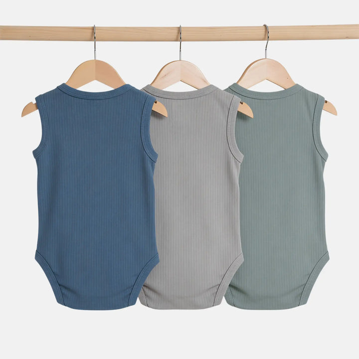 Babies Basic Ribbed Cotton Sleeveless Romper / Bodysuit