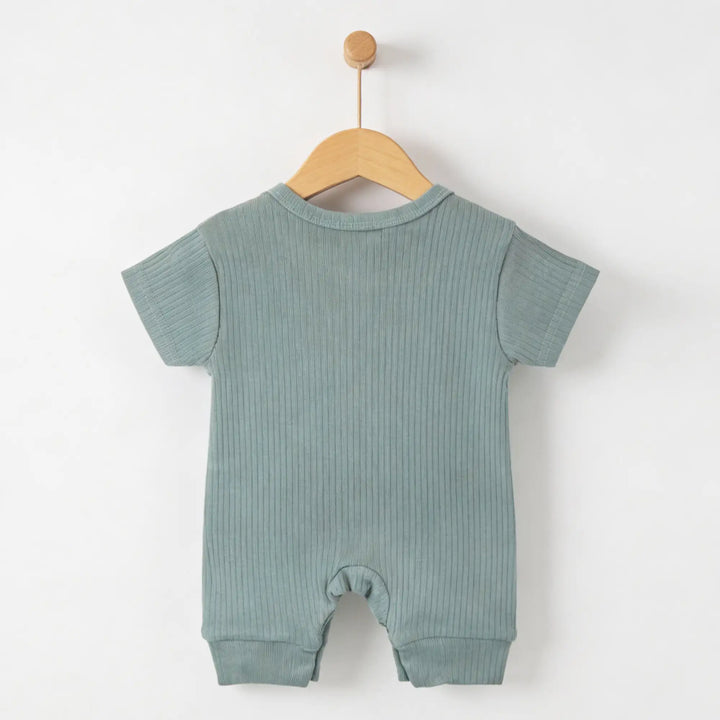 Babies Basic Ribbed Cotton Short Sleeves Romper