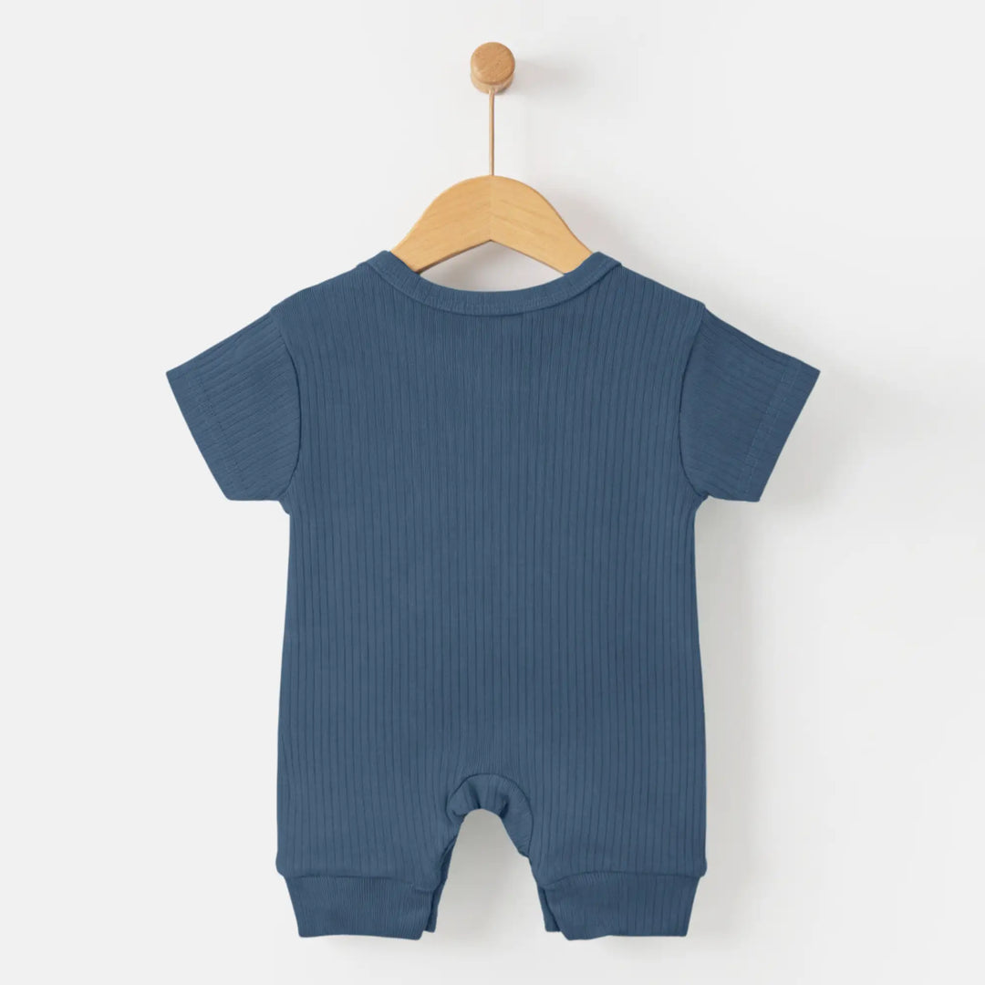 Babies Basic Ribbed Cotton Short Sleeves Romper