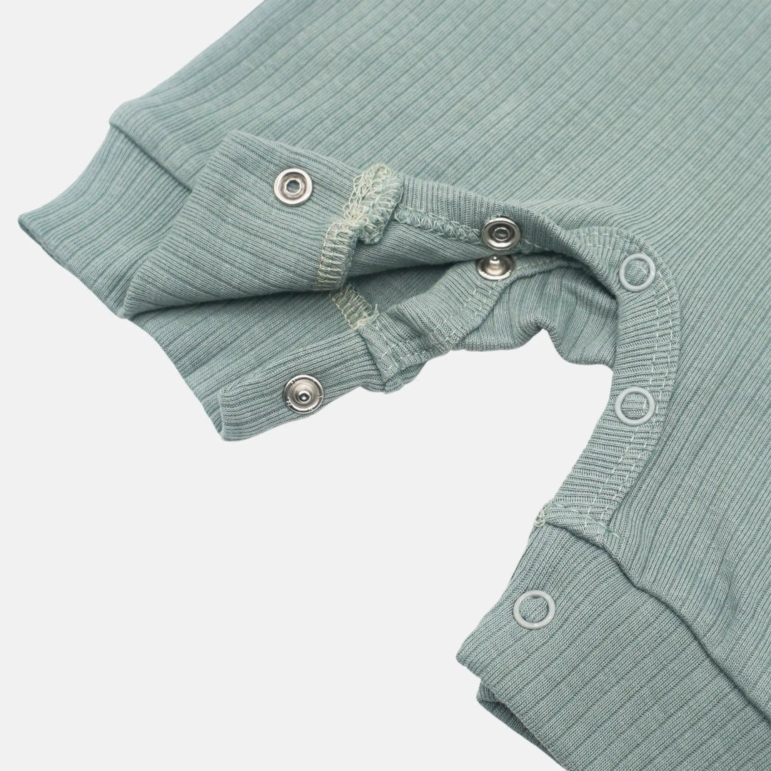 Babies Basic Ribbed Cotton Short Sleeves Romper