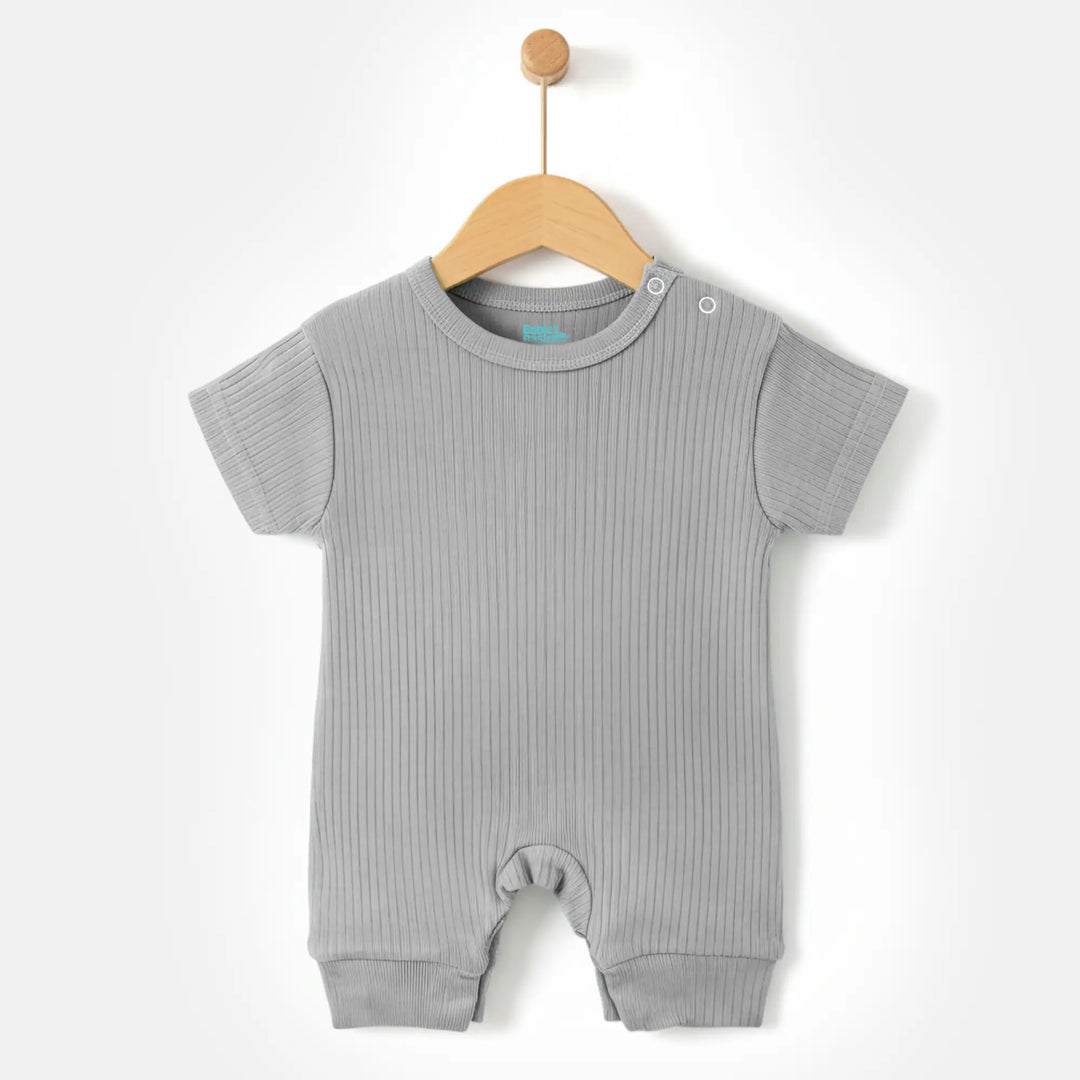 Babies Basic Ribbed Cotton Short Sleeves Romper