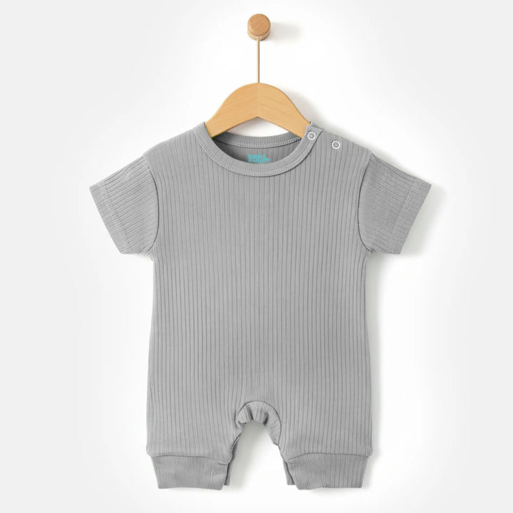 Babies Basic Ribbed Cotton Short Sleeves Romper