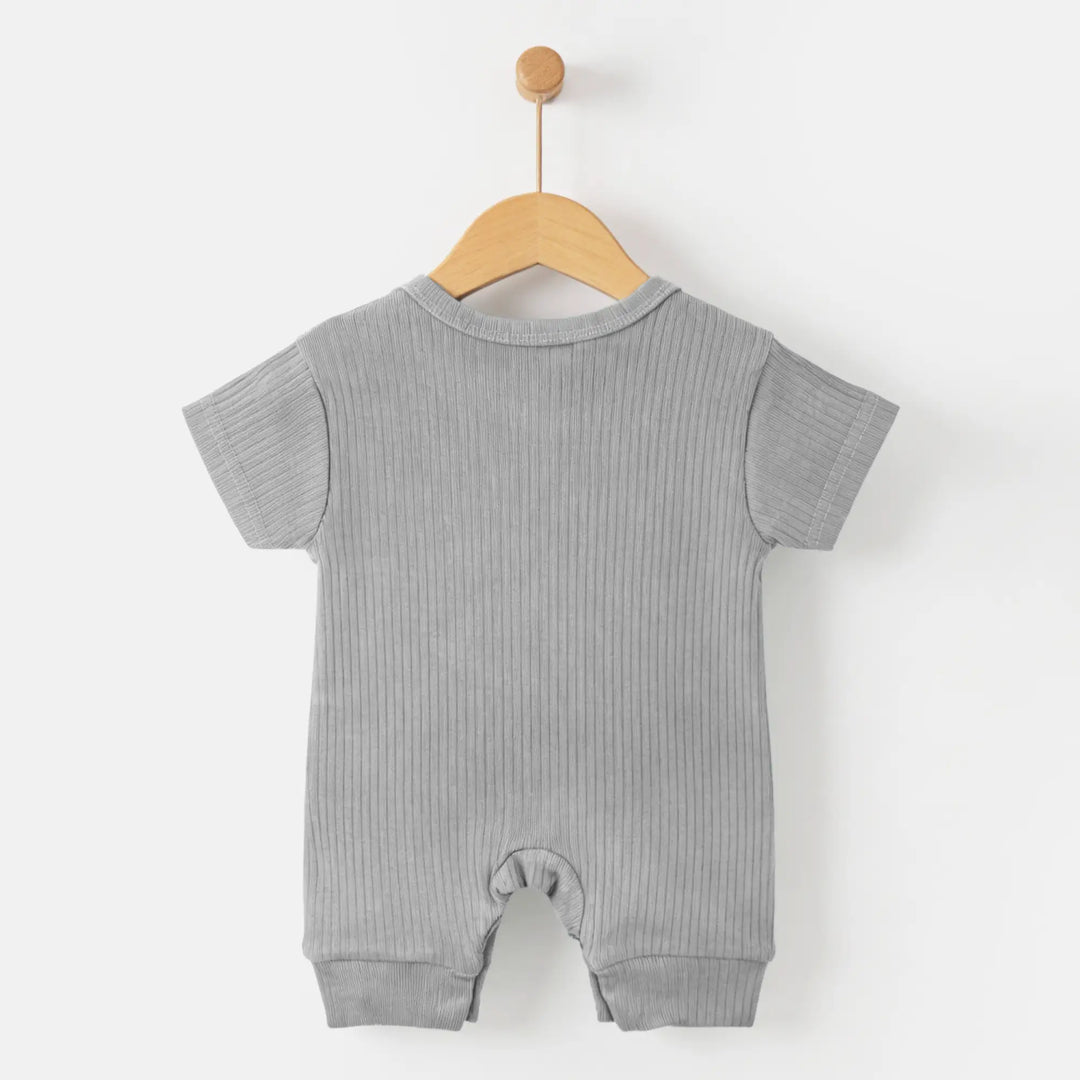 Babies Basic Ribbed Cotton Short Sleeves Romper