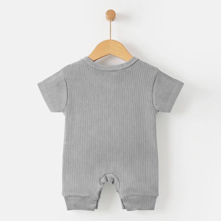 Babies Basic Ribbed Cotton Short Sleeves Romper