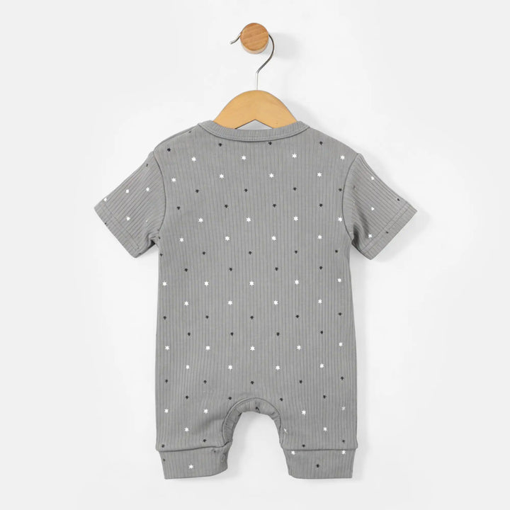 Babies Basic Ribbed Cotton Short Sleeves Printed Romper