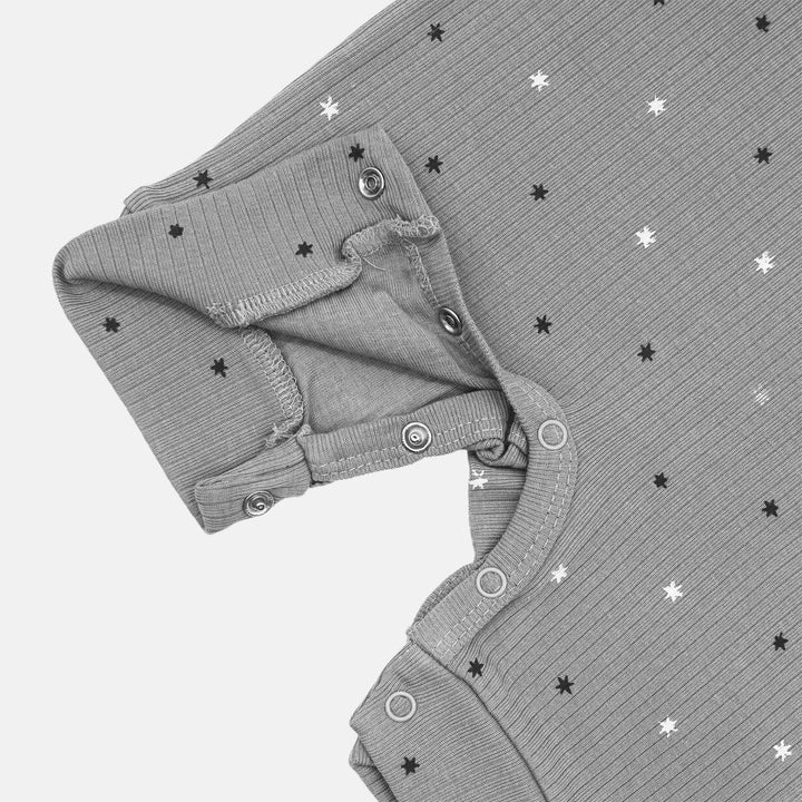 Babies Basic Ribbed Cotton Short Sleeves Printed Romper