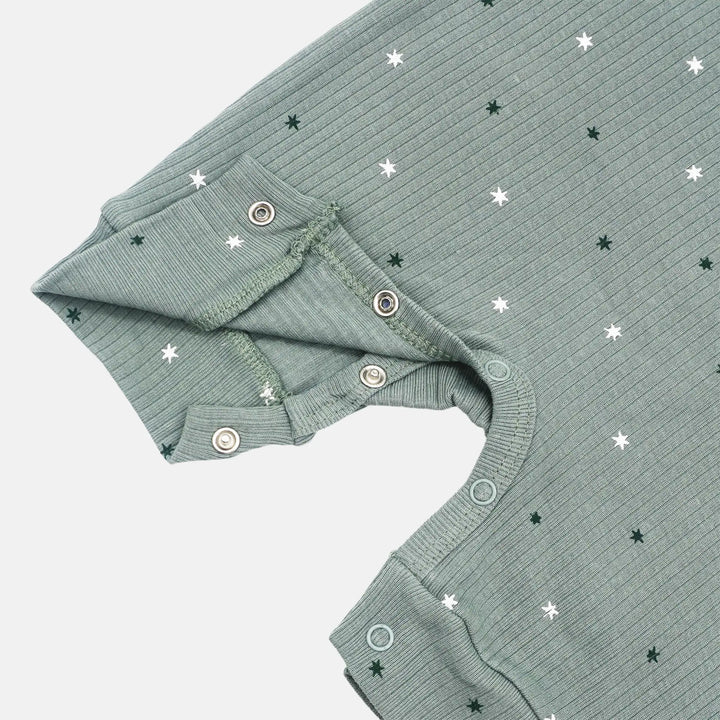 Babies Basic Ribbed Cotton Short Sleeves Printed Romper