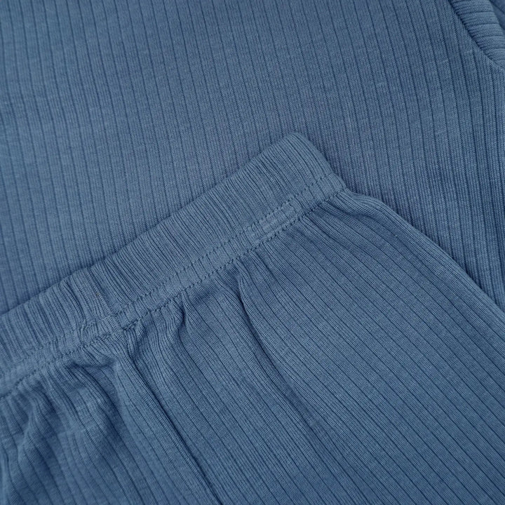 Babies Basic Ribbed Cotton Long Sleeves Top and Bottom Set