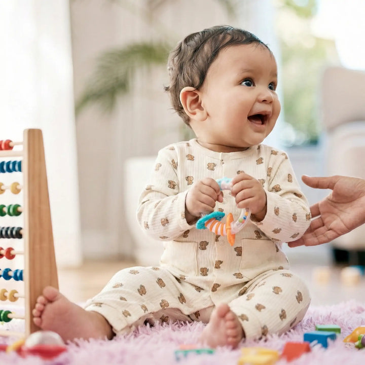 Babies Basic Ribbed Cotton Set with Sleepsuit/Romper, Cap and Bib