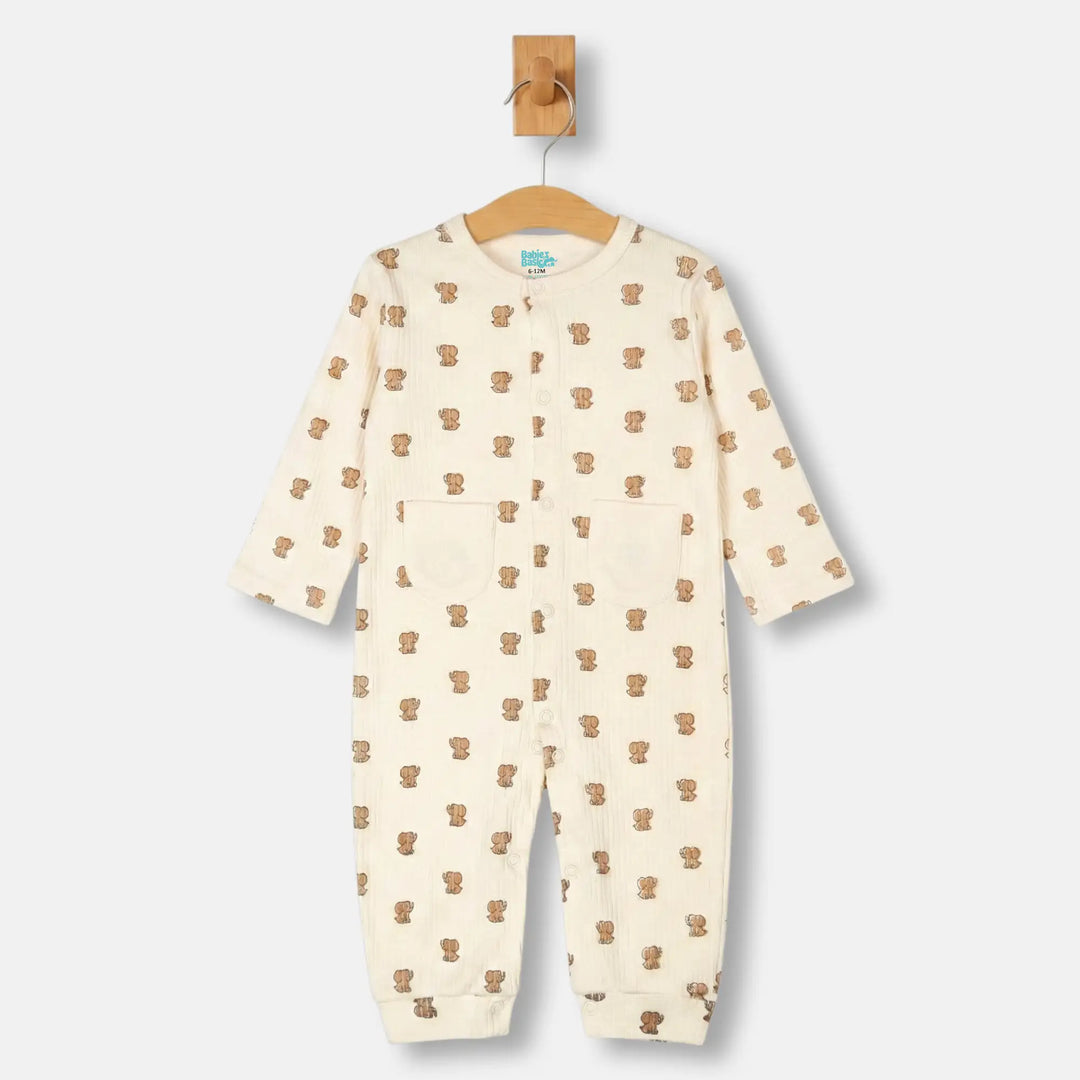 Babies Basic Ribbed Cotton Set with Sleepsuit/Romper, Cap and Bib