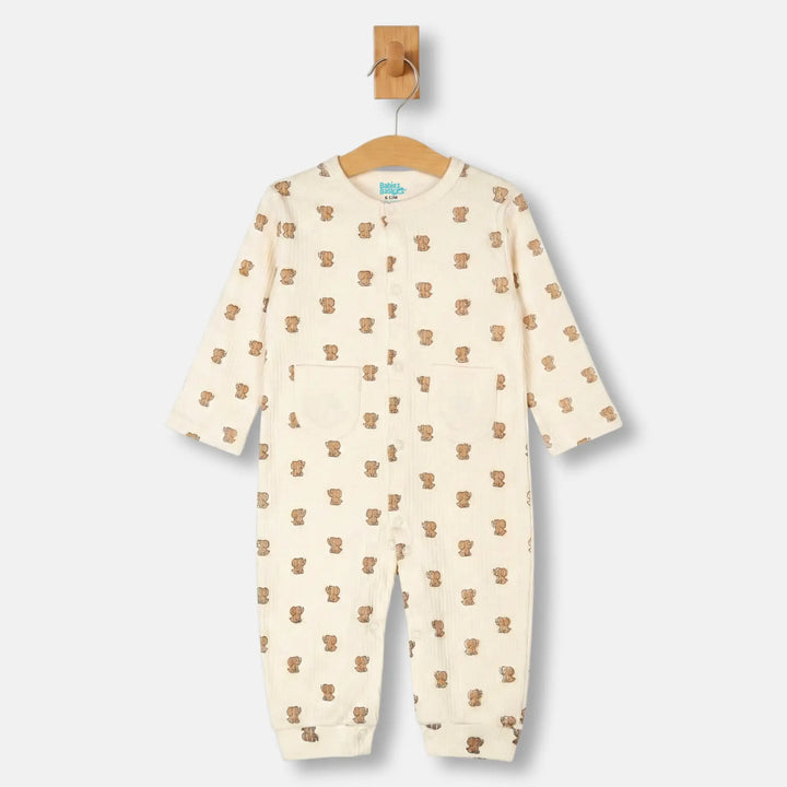 Babies Basic Ribbed Cotton Set with Sleepsuit/Romper, Cap and Bib