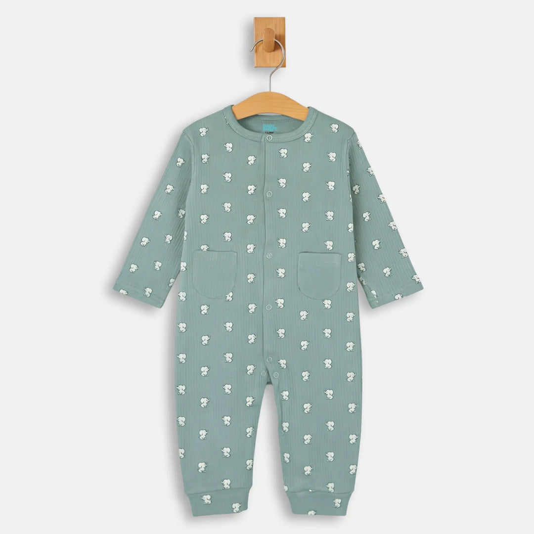 Babies Basic Ribbed Cotton Set with Sleepsuit/Romper, Cap and Bib