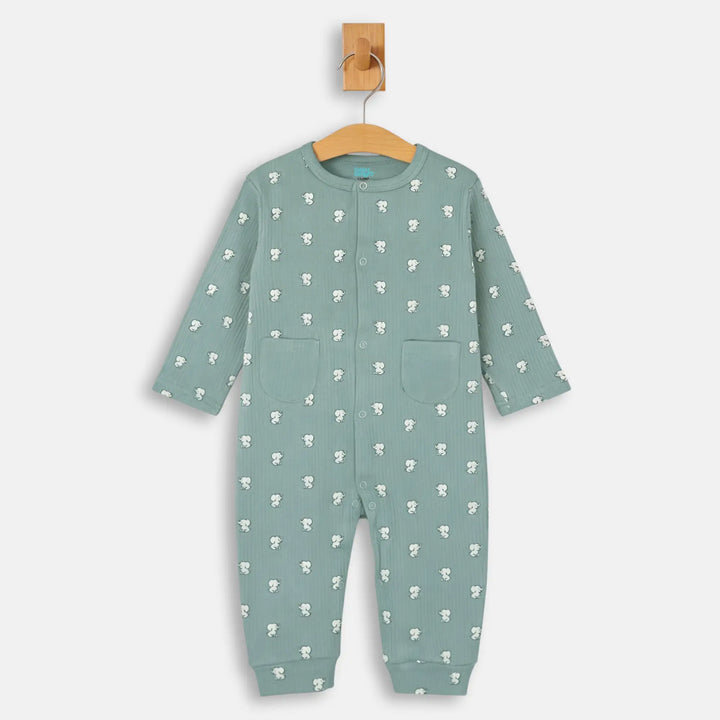 Babies Basic Ribbed Cotton Set with Sleepsuit/Romper, Cap and Bib