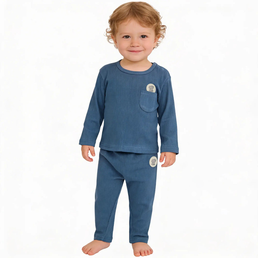 Babies Basic Ribbed Cotton Long Sleeves Top and Bottom