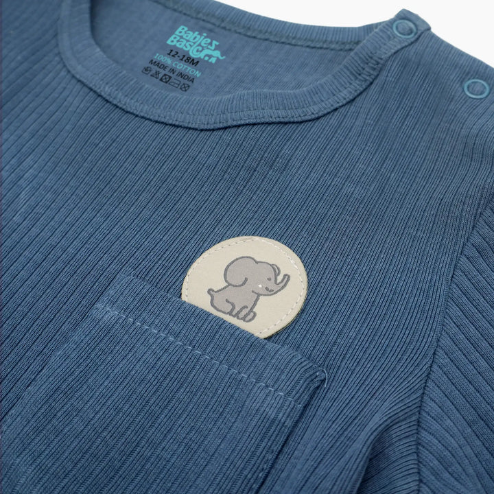 Babies Basic Ribbed Cotton Long Sleeves Top and Bottom
