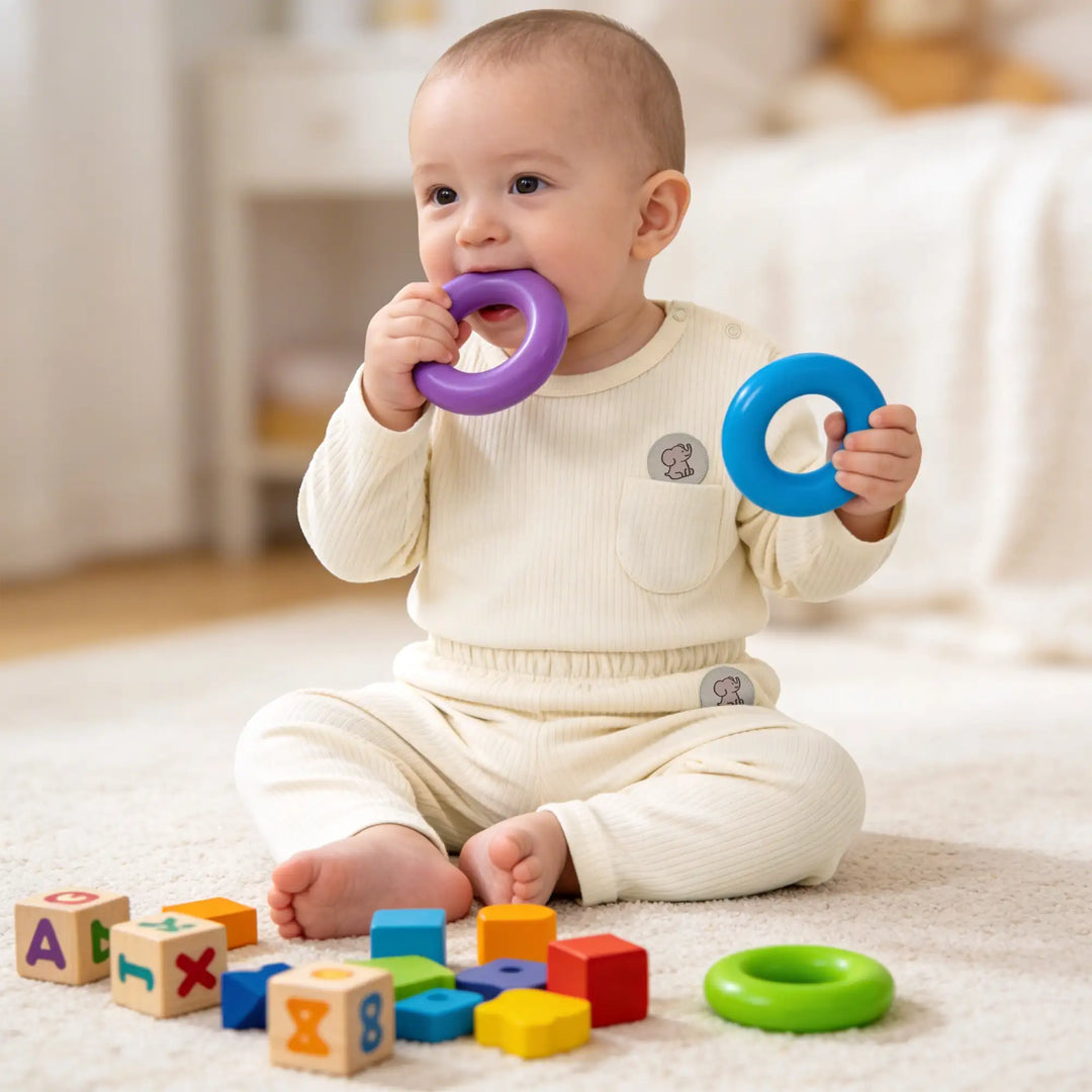 Babies Basic Ribbed Cotton Long Sleeves Top and Bottom - Set of 3