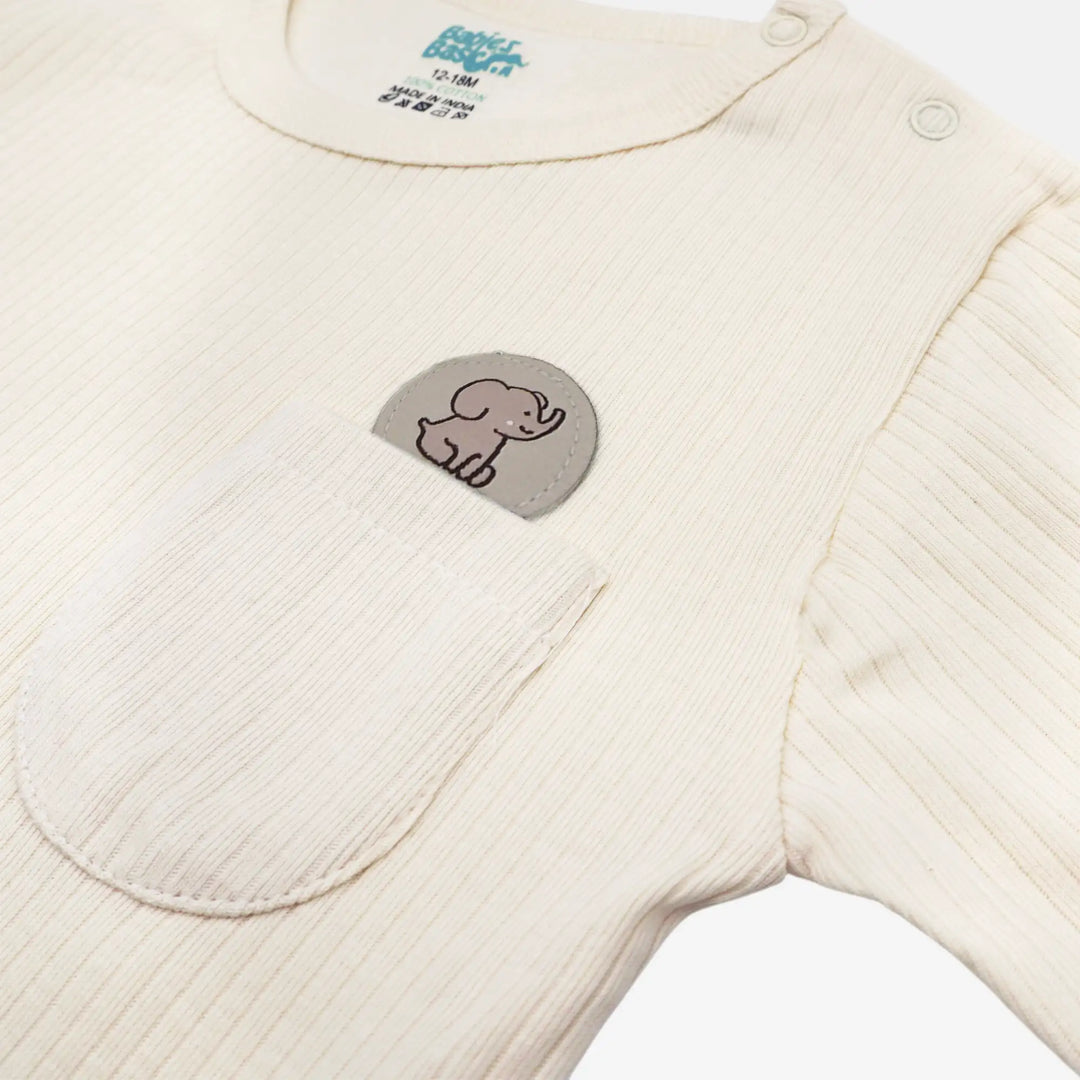 Babies Basic Ribbed Cotton Long Sleeves Top and Bottom - Set of 3