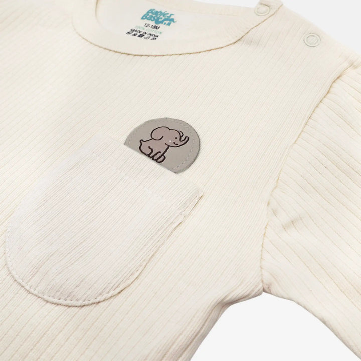 Babies Basic Ribbed Cotton Long Sleeves Top and Bottom - Set of 3