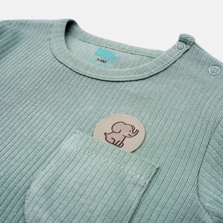 Babies Basic Ribbed Cotton Long Sleeves Top and Bottom