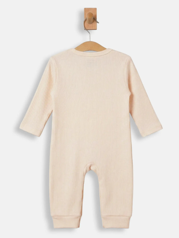 Babies Basic Ribbed Cotton Set with Sleepsuit/Romper, Cap and Bib