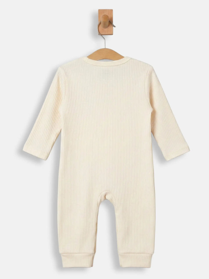 Babies Basic Ribbed Cotton Set with Sleepsuit/Romper, Cap and Bib