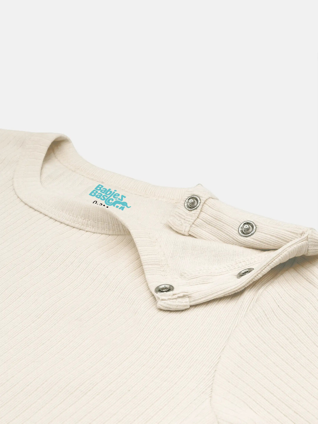 Babies Basic Ribbed Cotton Set with Sleepsuit/Romper, Cap and Bib