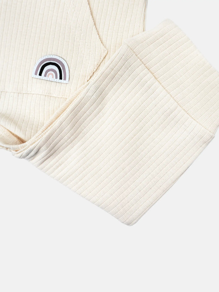 Babies Basic Ribbed Cotton Set with Sleepsuit/Romper, Cap and Bib