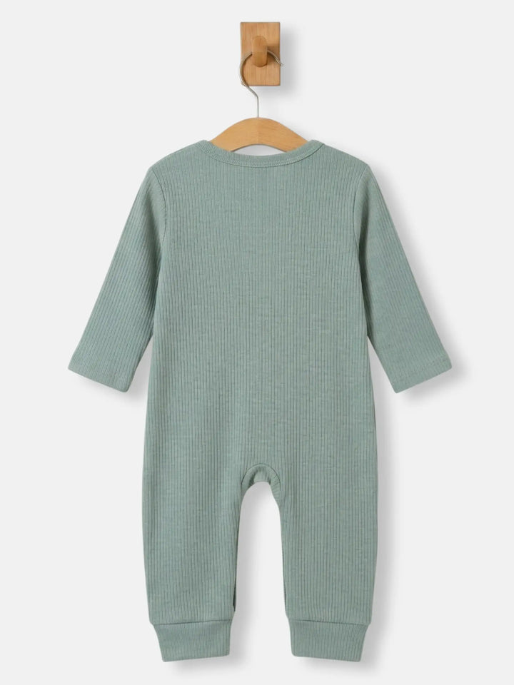 Babies Basic Ribbed Cotton Set with Sleepsuit/Romper, Cap and Bib