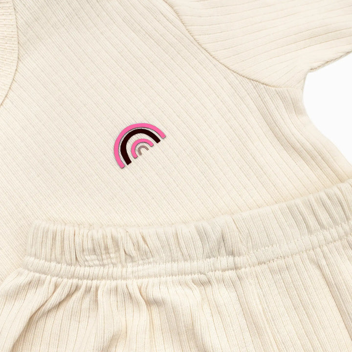 Babies Basic Ribbed Cotton Short Sleeves T-shirt and Plain Shorts Set