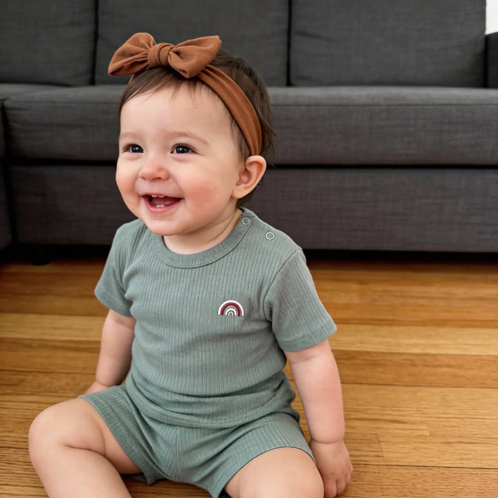 Babies Basic Ribbed Cotton Short Sleeves T-shirt and Plain Shorts Set - Pack of 3