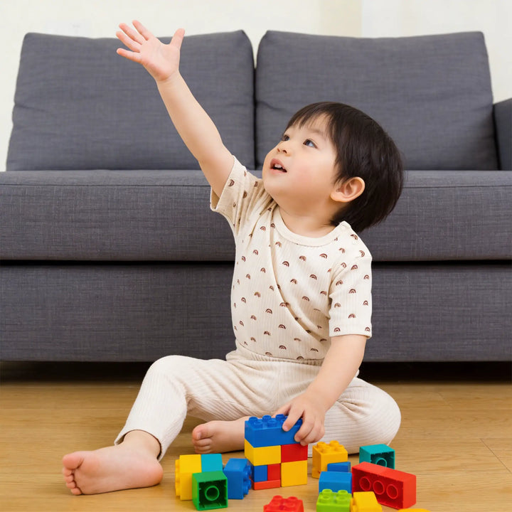 Babies Basic Ribbed Cotton Printed Short Sleeves T-shirt and Pyjama Set