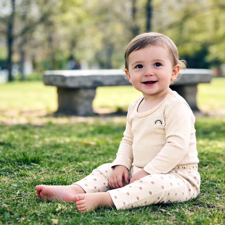 Babies Basic Ribbed Cotton Printed Short Sleeves T-shirt / Romper and Pyjama Set