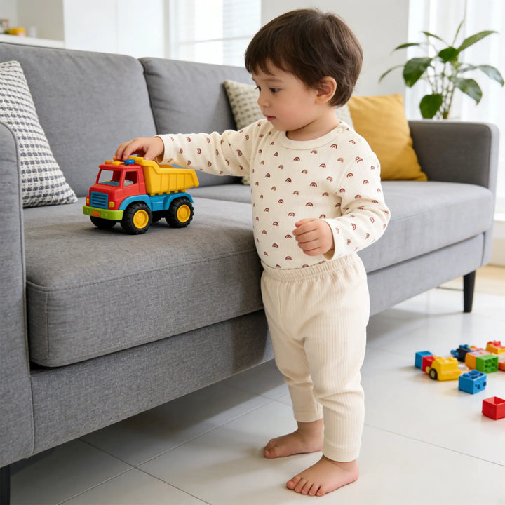 Babies Basic Ribbed Cotton Printed Short Sleeves T-shirt and Pyjama Set