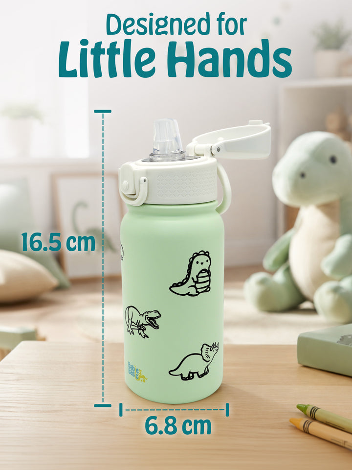 Babies Basic Insulated Bento Lunchbox with Stainless Steel Bottle, 3+ Years - Green - Dinosaur