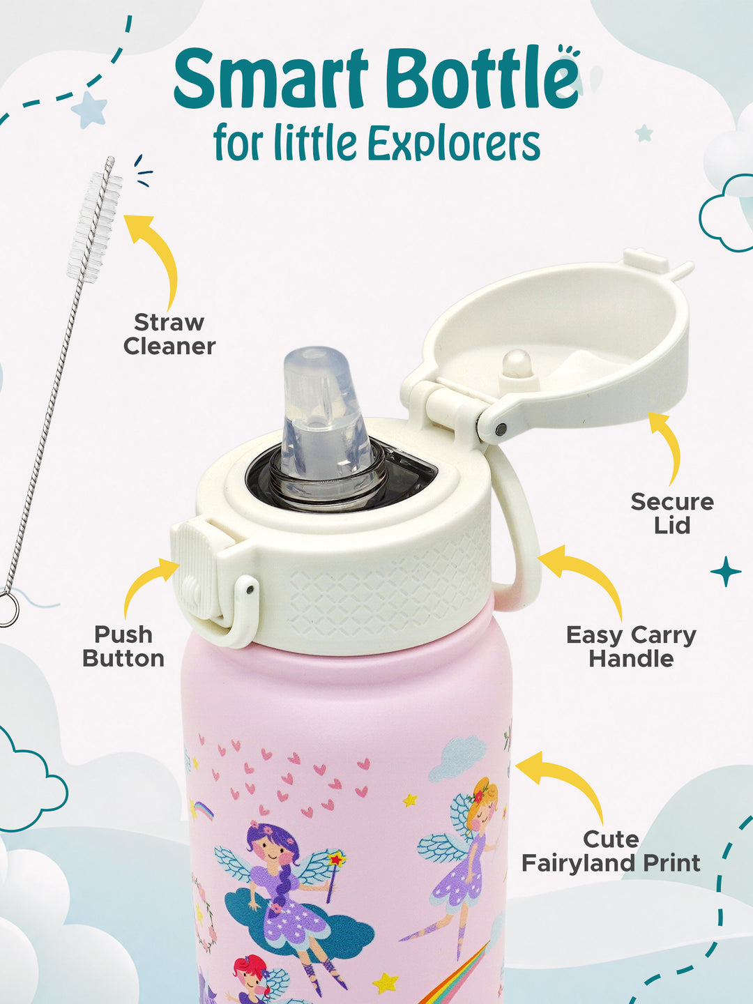 Babies Basic Insulated Bento Lunchbox with Stainless Steel Bottle, 3+ Years - Pink - Princess