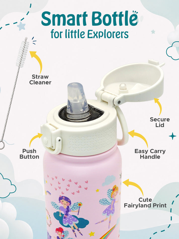 Babies Basic Insulated Bento Lunchbox with Stainless Steel Bottle, 3+ Years - Pink - Princess