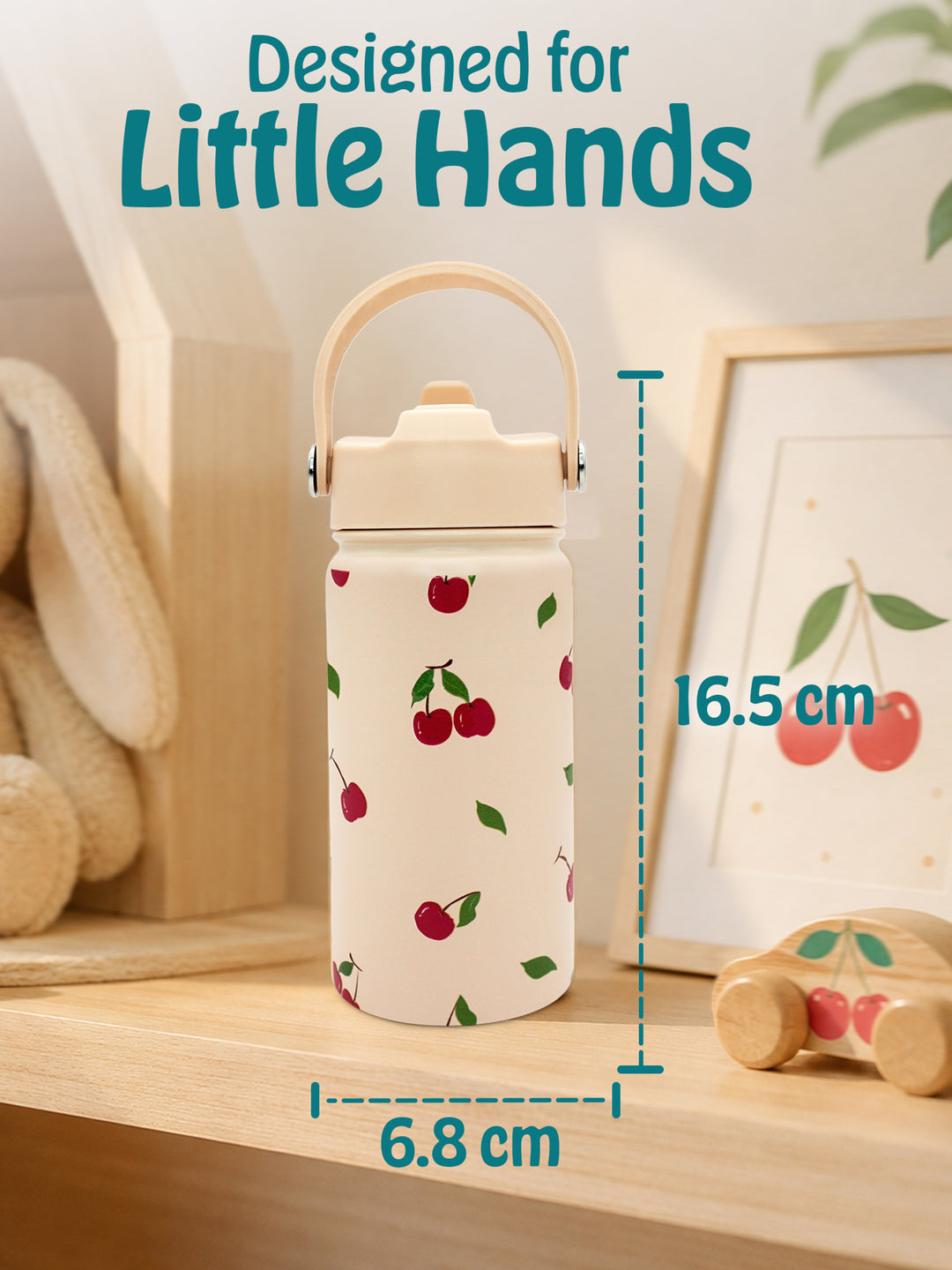 Babies Basic Insulated Bento Lunchbox with Stainless Steel Bottle, 3+ Years - Beige - Fruit