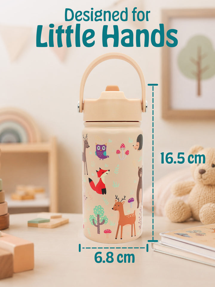 Babies Basic Insulated Bento Lunchbox with Stainless Steel Bottle, 3+ Years - Beige - Zoo