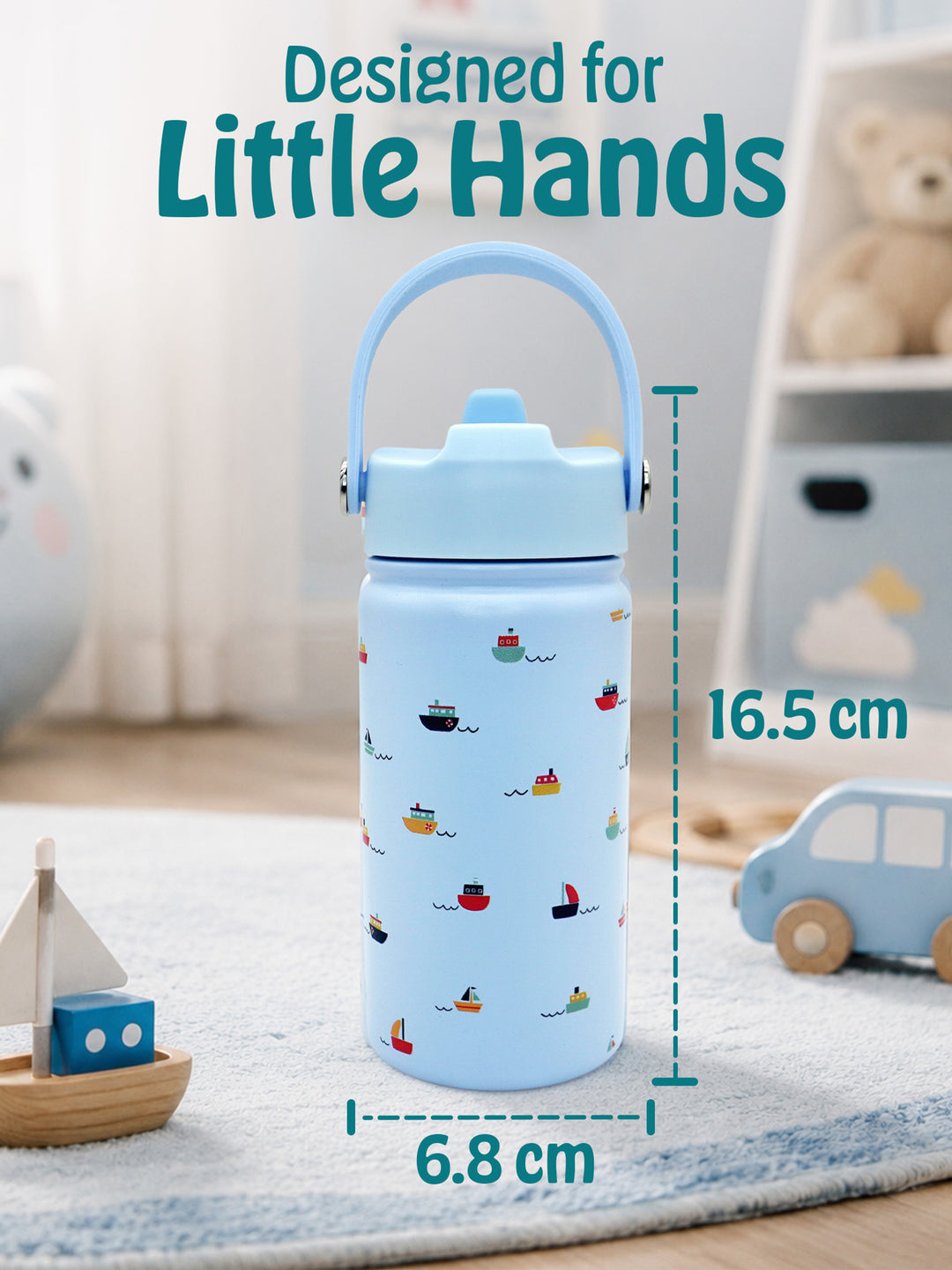 Babies Basic Insulated Bento Lunchbox with Stainless Steel Bottle, 3+ Years - Blue - Boat