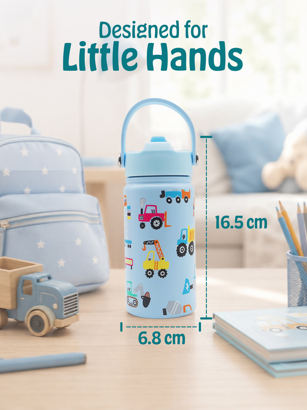 Babies Basic Insulated Bento Lunchbox with Stainless Steel Bottle, 3+ Years - Blue - Construction