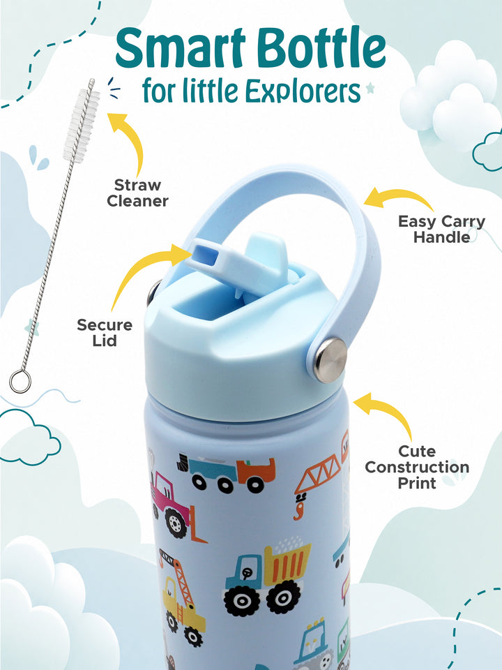 Babies Basic Insulated Bento Lunchbox with Stainless Steel Bottle, 3+ Years - Blue - Construction