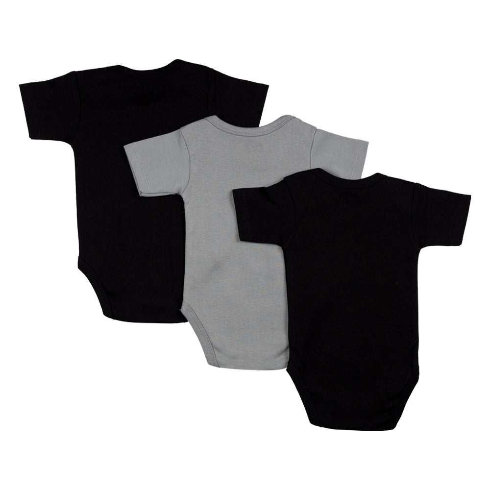 Short Sleeves Romper/Bodysuit, upto 24months. Set of 3 - Black, Navy,Grey