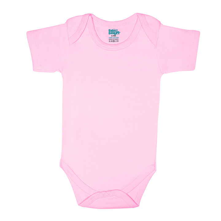 Set of 3 Short Sleeves Rompers/Bodysuits (Pink, Lemon, Cream) - Up to 24 Months | 100% Cotton |  For Soft & Vibrant Comfort