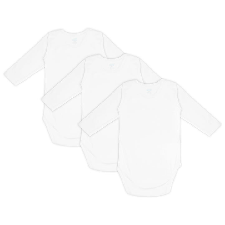 Set of 3 Long Sleeves Rompers/Bodysuits (White) - Up to 24 Months | 100% Cotton |